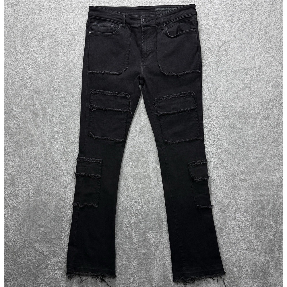 Rockstar Original Jeans Mens 36x33 Black RSM 205 Tyrell‎ Cargo Distressed Denim